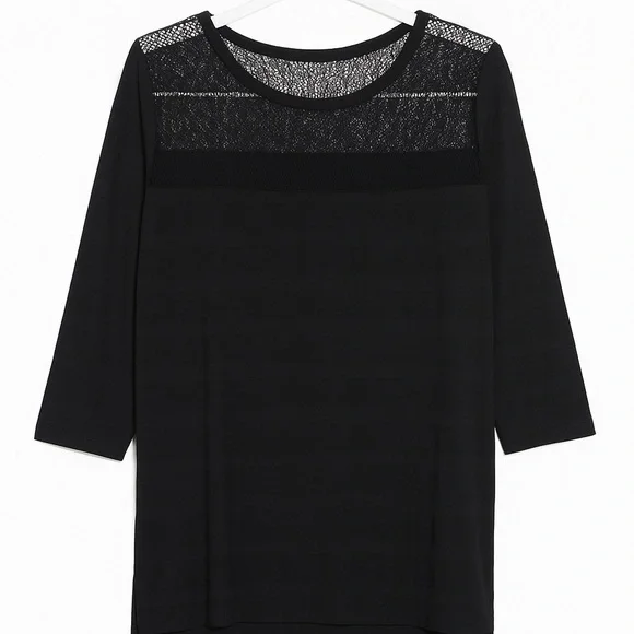 Sisley Black Long Sleeve Lace Top - Picture 1 of 10